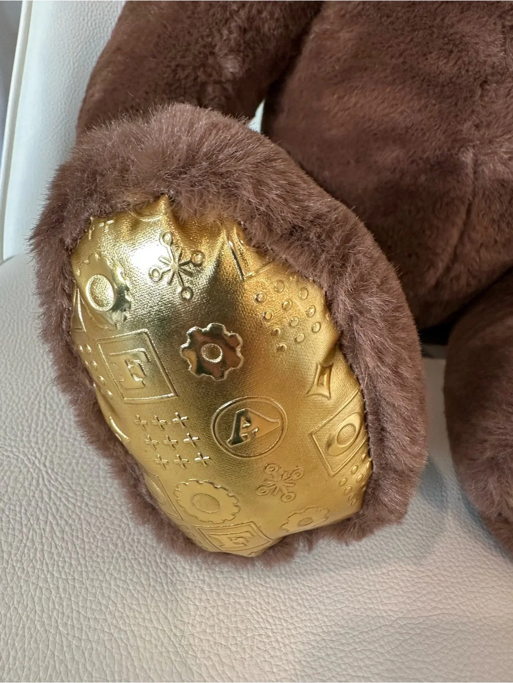 FAO Schwarz Teddy Bear 17” Brown Plush Gold Bow & Paws Stuffed Animal 202
